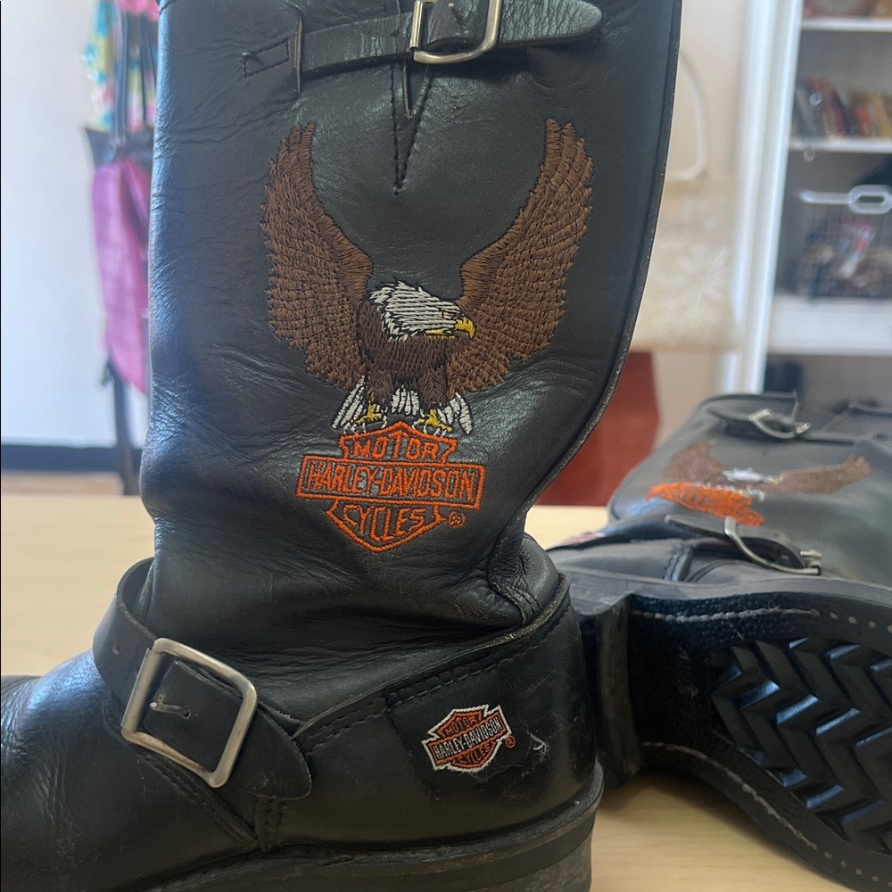 Harley-Davidson Black Combat Boots with Eagle Design - Picture 4 of 5